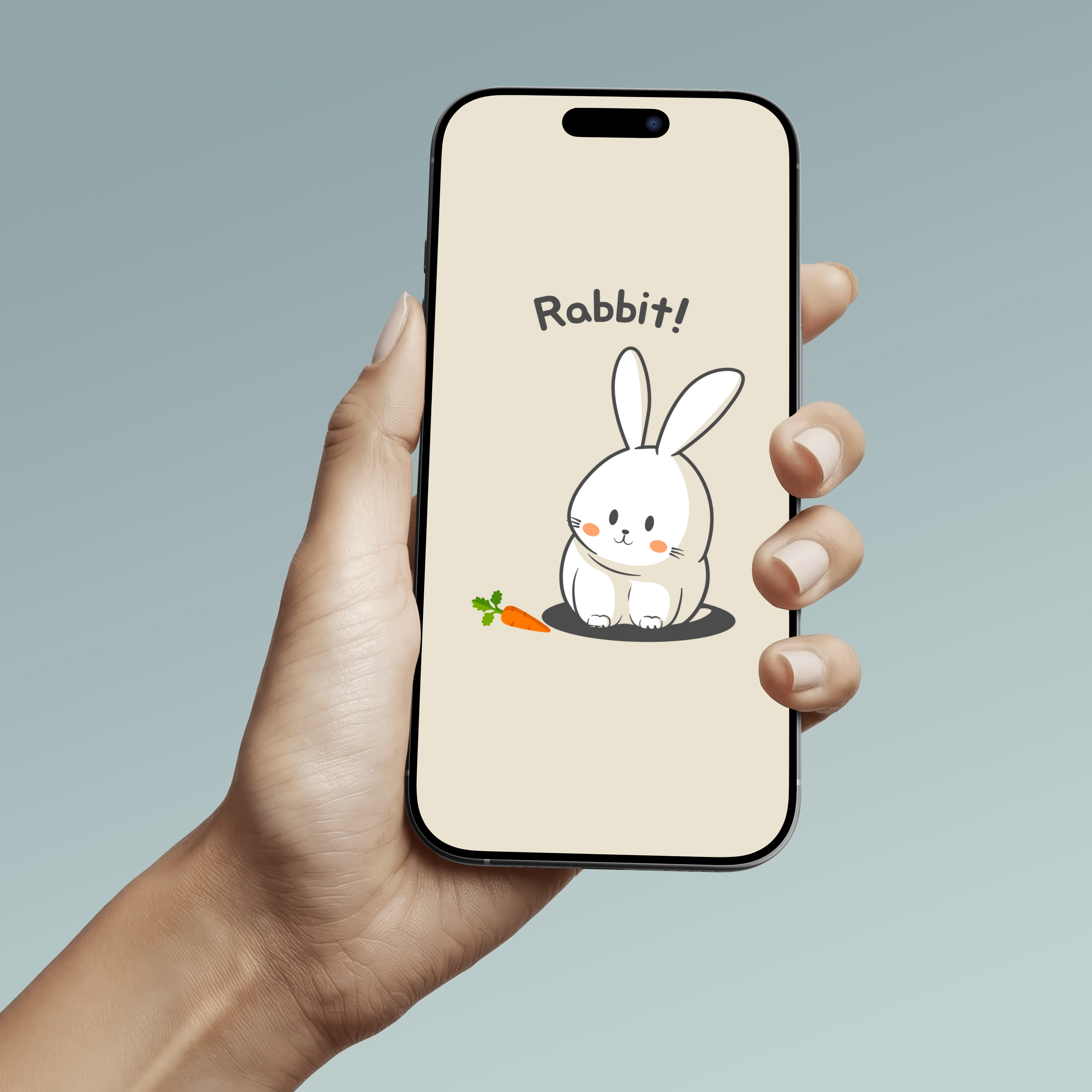Beige Cute Rabbit Phone Wallpaper