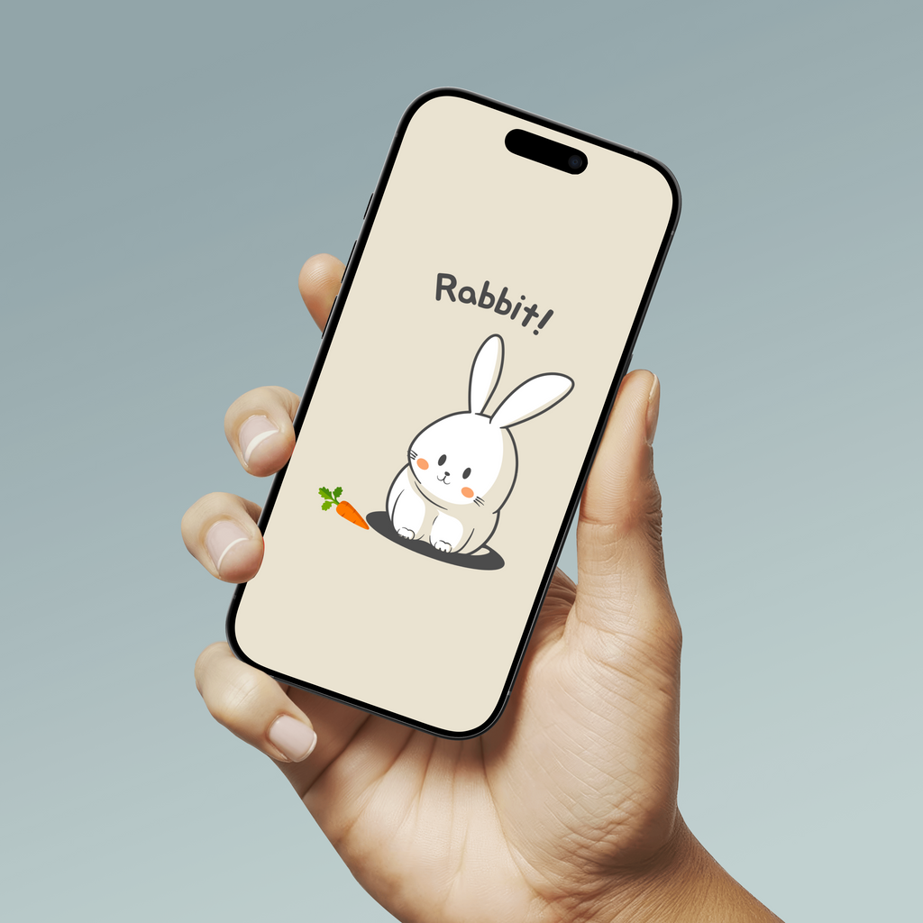Beige Cute Rabbit Phone Wallpaper