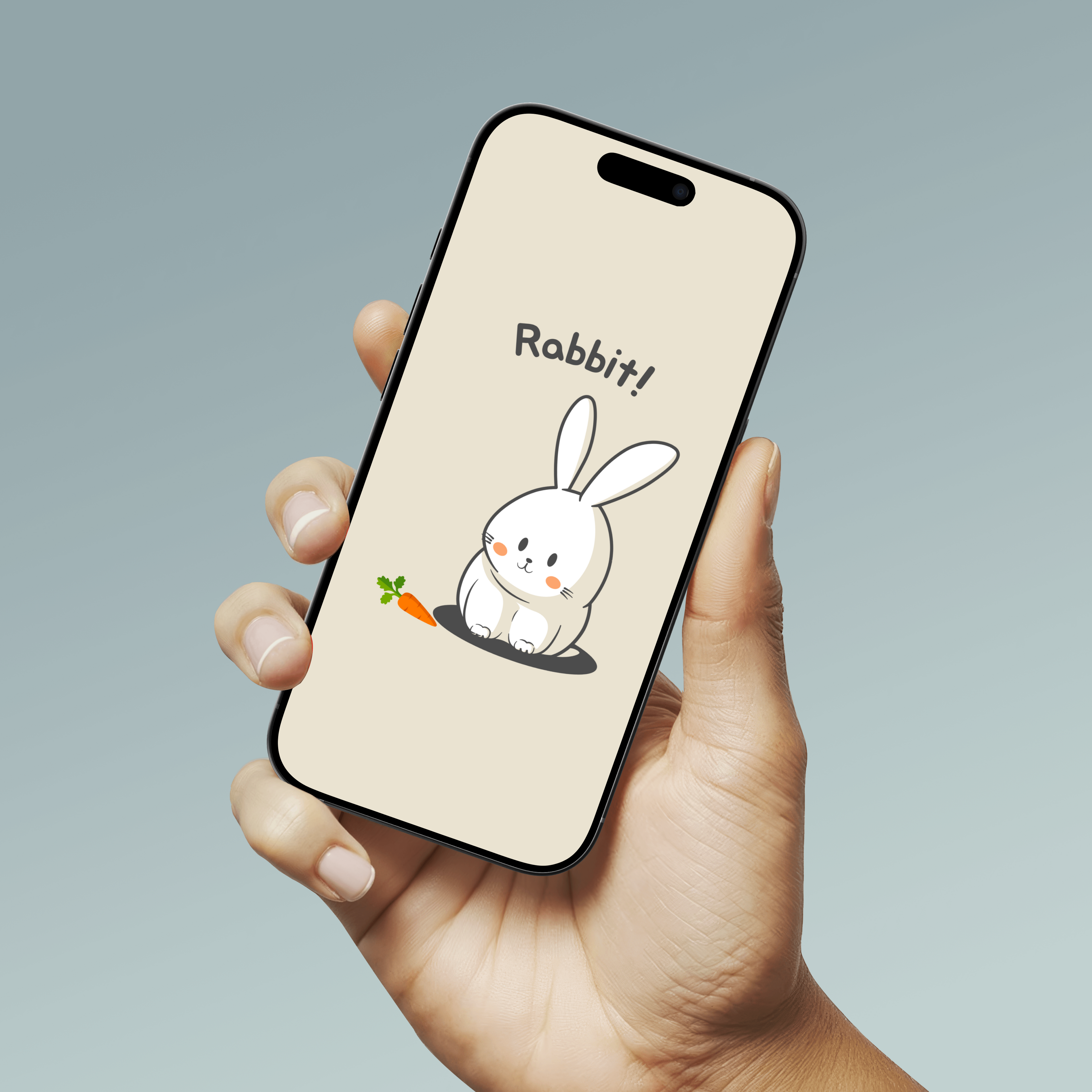 Beige Cute Rabbit Phone Wallpaper