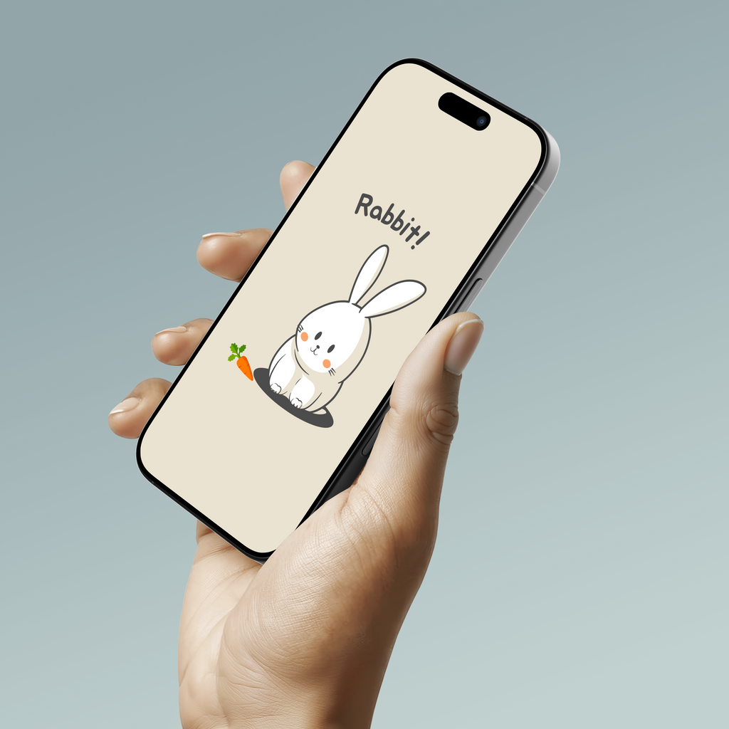 Beige Cute Rabbit Phone Wallpaper