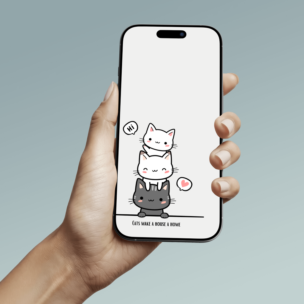 Yellow and Brown Modern Aesthetic Cat Phone Wallpaper