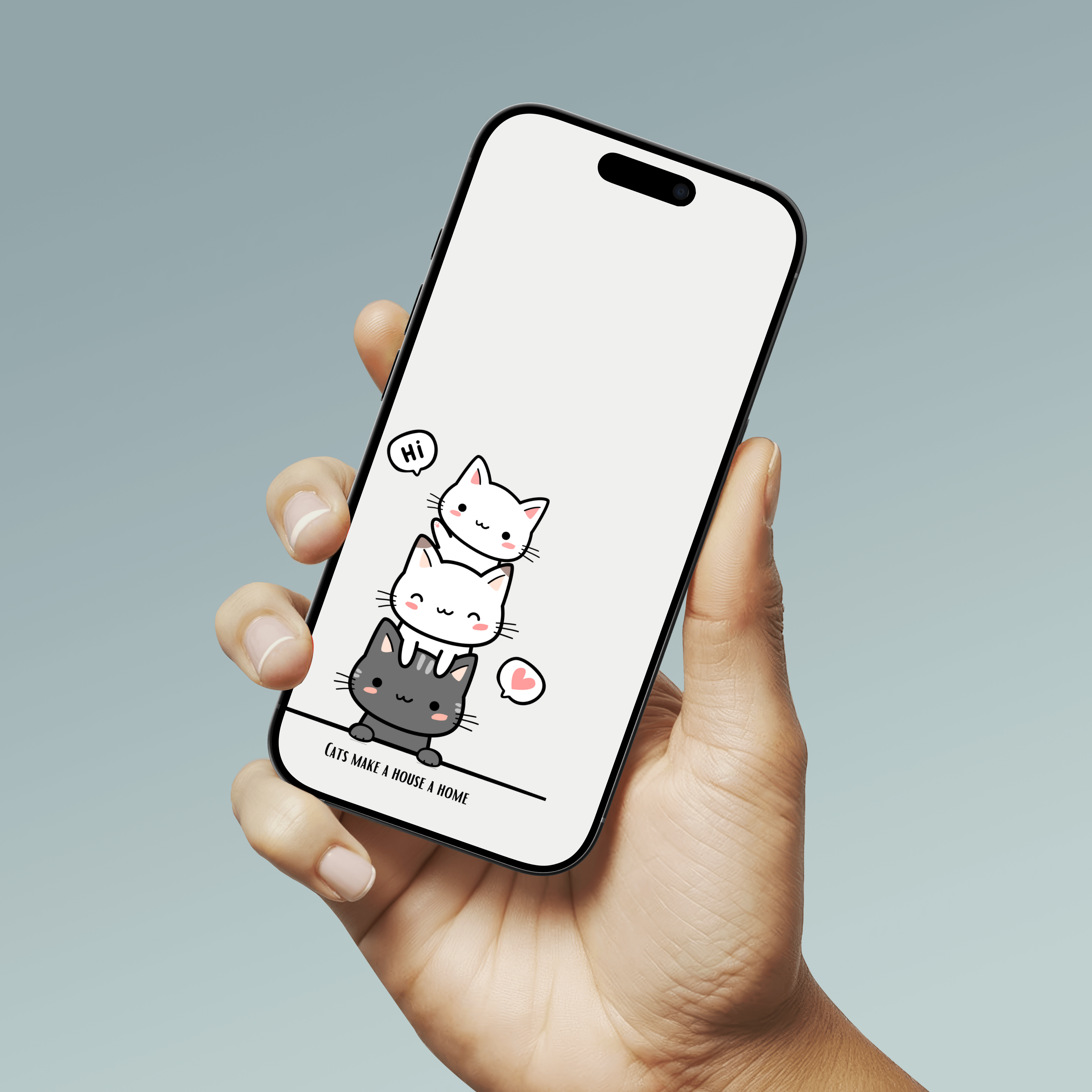 Yellow and Brown Modern Aesthetic Cat Phone Wallpaper