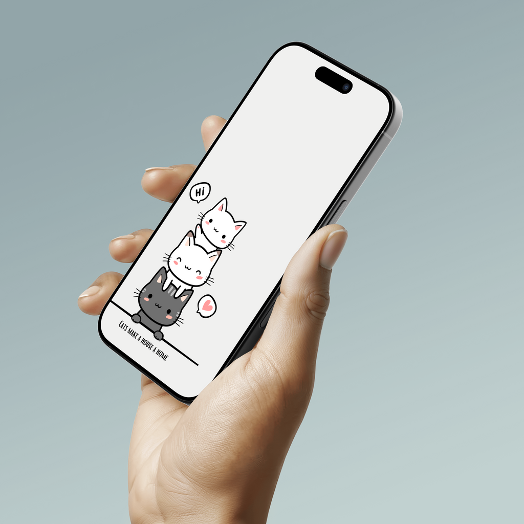 Yellow and Brown Modern Aesthetic Cat Phone Wallpaper